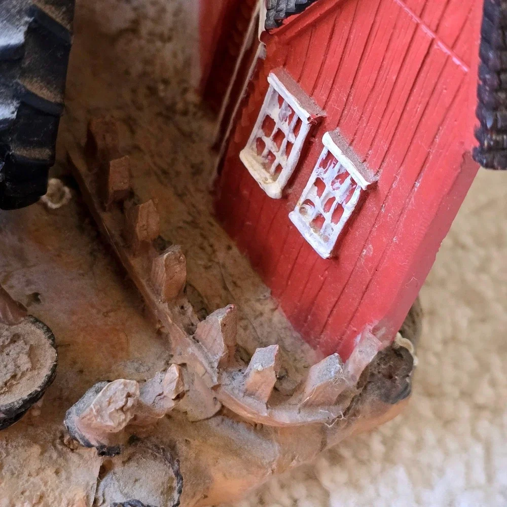 John Deere Farm Scene Mantel Clock Tractor Barn Dogs Resin Decor